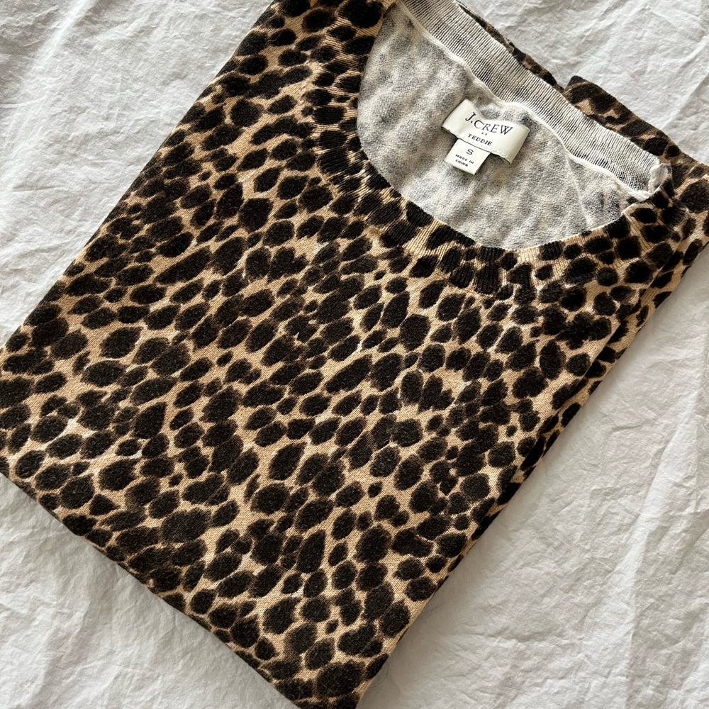 J. Crew Leopard Print Crewneck Sweater, Small